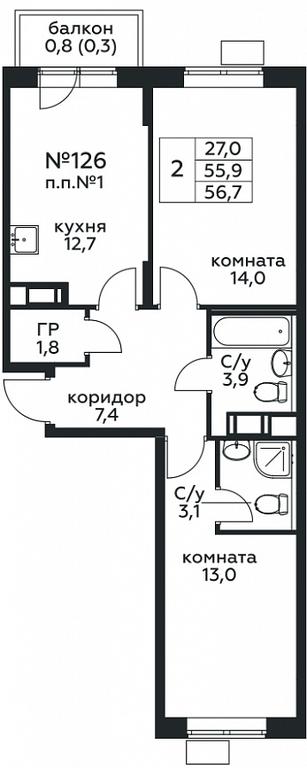 Продажа 1-комн. квартиры, 56,7 м² в ЖК «Цветочные Поляны», квартал № 23, поселение Филимонковское, Москва, Россия #1 Продажа 1-комн. квартиры, 56,7 м² в ЖК «Цветочные Поляны», квартал № 23, поселение Филимонковское, Москва, Россия #1