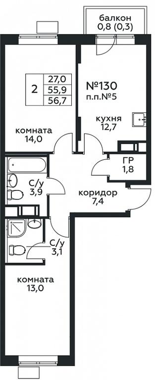 1-BD Apartment Sale, 56.7平方米 at Tsvetochnye Poliany, kvartal № 23, Filimonkovskoye Municipal Formation, Moscow, Russia #1 1-BD Apartment Sale, 56.7平方米 at Tsvetochnye Poliany, kvartal № 23, Filimonkovskoye Municipal Formation, Moscow, Russia #1