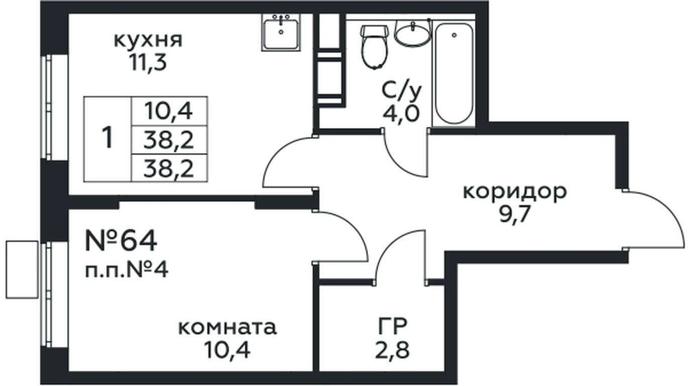 Apartment Sale, 38.2 sq. m. at Tsvetochnye Poliany, kvartal № 23, Filimonkovskoye Municipal Formation, Moscow, Russia #1