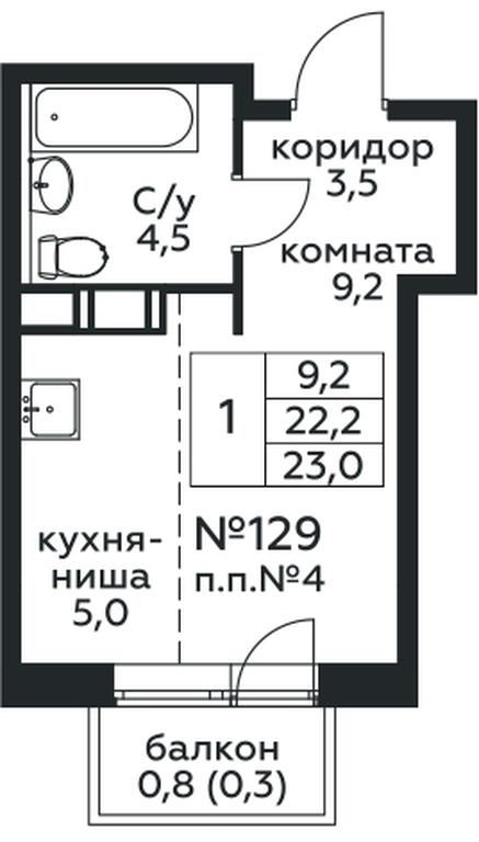 Продажа квартиры, 23 м² в ЖК «Цветочные Поляны», квартал № 23, поселение Филимонковское, Москва, Россия #1