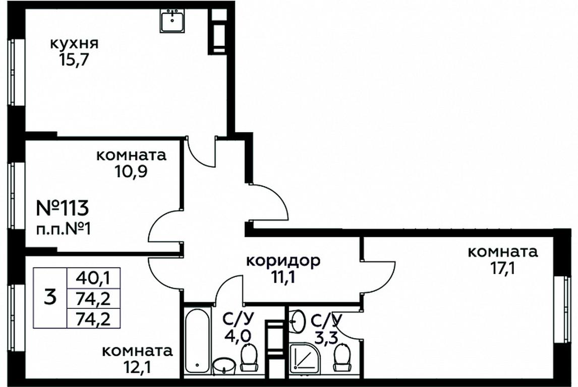 2-BD Apartment Sale, 74.2平方米 at Tsvetochnye Poliany, kvartal № 23, Filimonkovskoye Municipal Formation, Moscow, Russia #1 2-BD Apartment Sale, 74.2平方米 at Tsvetochnye Poliany, kvartal № 23, Filimonkovskoye Municipal Formation, Moscow, Russia #1