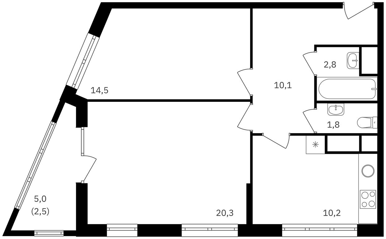 2-BD Apartment Sale, 62.2 sq. m. at Oktiabrskoe Pole, Berzarina Street, 32к1, Moscow, Russia #2 2-BD Apartment Sale, 62.2 sq. m. at Oktiabrskoe Pole, Berzarina Street, 32к1, Moscow, Russia #2