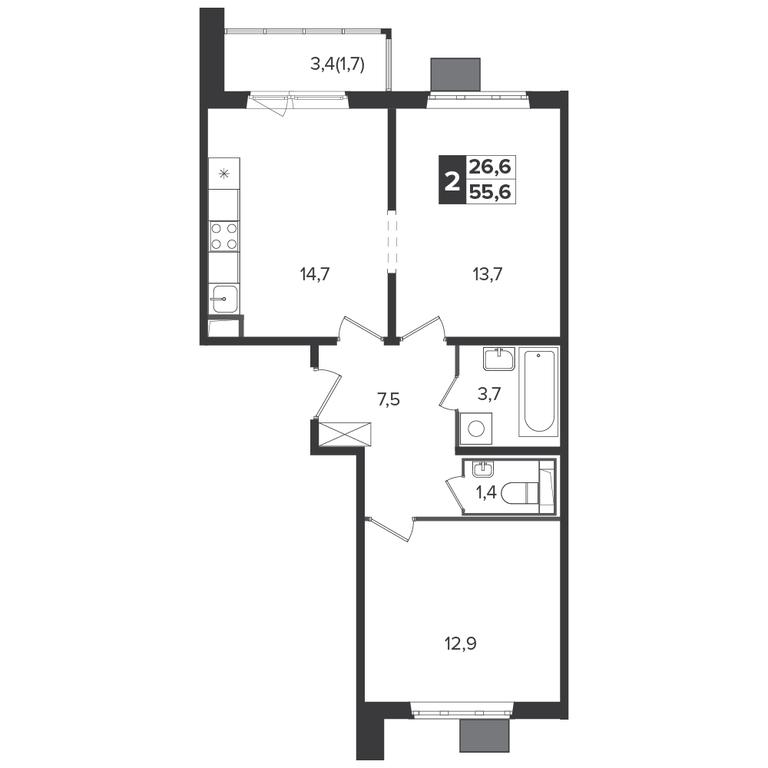 2-BD Apartment Sale, 55.3 sq. m. at Yzhnaya Bitsa, Yuzhnaya Bitsa Residential Complex, posyolok Bittsa, Leninskiy City District, Moscow Region, Russia #2 2-BD Apartment Sale, 55.3 sq. m. at Yzhnaya Bitsa, Yuzhnaya Bitsa Residential Complex, posyolok Bittsa, Leninskiy City District, Moscow Region, Russia #2