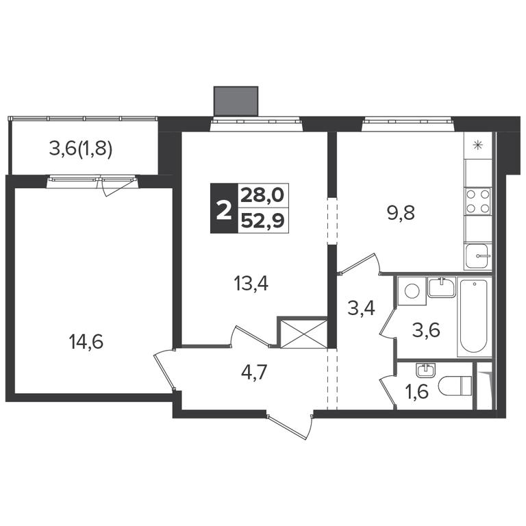 2-BD Apartment Sale, 52.6平方米 at Yzhnaya Bitsa, Yuzhnaya Bitsa Residential Complex, posyolok Bittsa, Leninskiy City District, Moscow Region, Russia #2 2-BD Apartment Sale, 52.6平方米 at Yzhnaya Bitsa, Yuzhnaya Bitsa Residential Complex, posyolok Bittsa, Leninskiy City District, Moscow Region, Russia #2