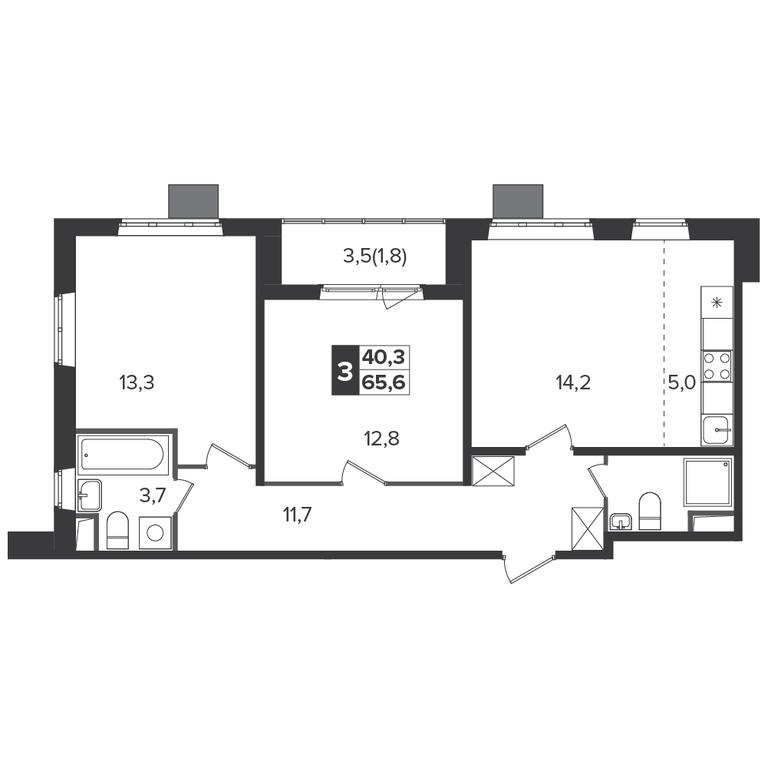 3-BD Apartment Sale, 65 sq. m. at Yzhnaya Bitsa, Yuzhnaya Bitsa Residential Complex, posyolok Bittsa, Leninskiy City District, Moscow Region, Russia #2