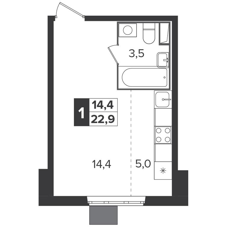Apartment Sale, 22.9 sq. m. at Yzhnaya Bitsa, Yuzhnaya Bitsa Residential Complex, posyolok Bittsa, Leninskiy City District, Moscow Region, Russia #1