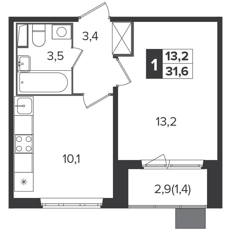1-BD Apartment Sale, 31.6 sq. m. at Yzhnaya Bitsa, Yuzhnaya Bitsa Residential Complex, posyolok Bittsa, Leninskiy City District, Moscow Region, Russia #1