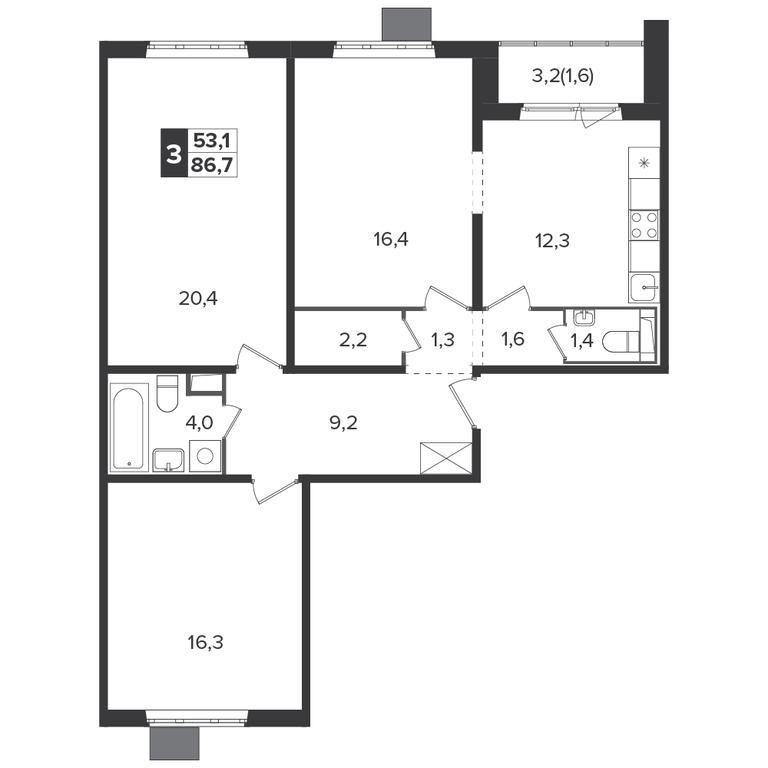 3-BD Apartment Sale, 85.8 sq. m. at Yzhnaya Bitsa, Yuzhnaya Bitsa Residential Complex, posyolok Bittsa, Leninskiy City District, Moscow Region, Russia #1