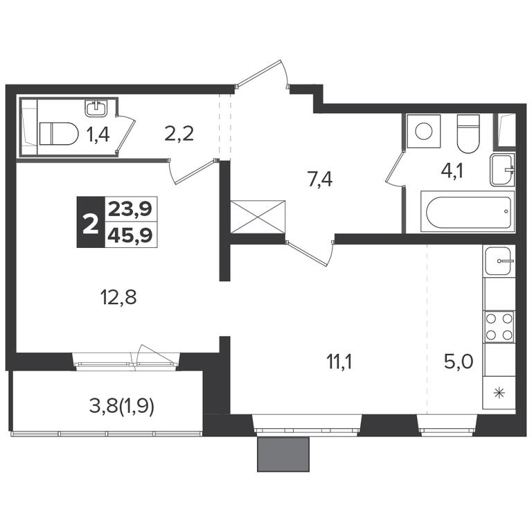 2-BD Apartment Sale, 45.7 sq. m. at Yzhnaya Bitsa, Yuzhnaya Bitsa Residential Complex, posyolok Bittsa, Leninskiy City District, Moscow Region, Russia #1 2-BD Apartment Sale, 45.7 sq. m. at Yzhnaya Bitsa, Yuzhnaya Bitsa Residential Complex, posyolok Bittsa, Leninskiy City District, Moscow Region, Russia #1