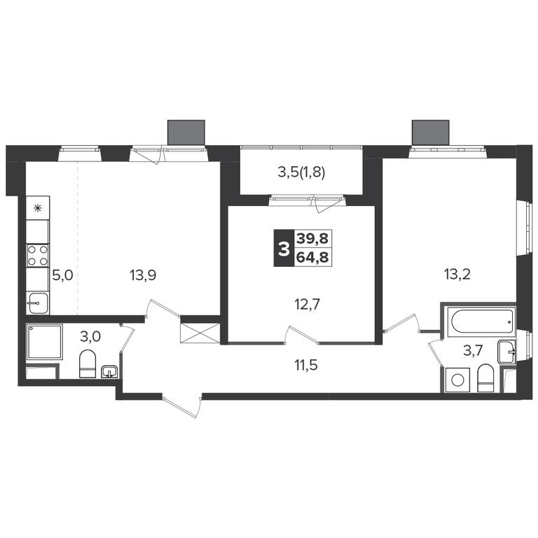 3-BD Apartment Sale, 64.2平方米 at Yzhnaya Bitsa, Yuzhnaya Bitsa Residential Complex, posyolok Bittsa, Leninskiy City District, Moscow Region, Russia #2 3-BD Apartment Sale, 64.2平方米 at Yzhnaya Bitsa, Yuzhnaya Bitsa Residential Complex, posyolok Bittsa, Leninskiy City District, Moscow Region, Russia #2