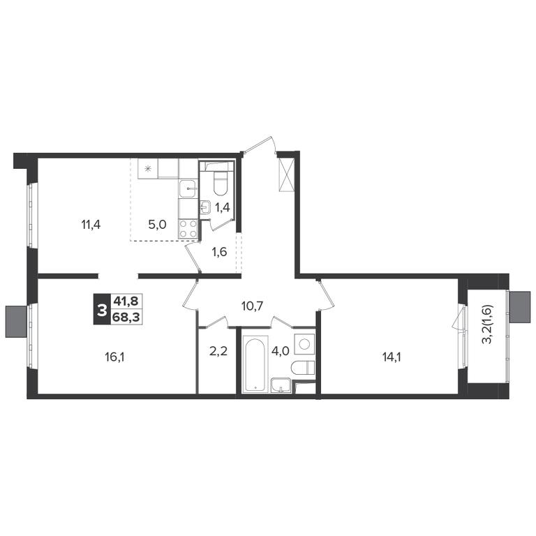 3-BD Apartment Sale, 67.8 sq. m. at Yzhnaya Bitsa, Yuzhnaya Bitsa Residential Complex, posyolok Bittsa, Leninskiy City District, Moscow Region, Russia #2 3-BD Apartment Sale, 67.8 sq. m. at Yzhnaya Bitsa, Yuzhnaya Bitsa Residential Complex, posyolok Bittsa, Leninskiy City District, Moscow Region, Russia #2