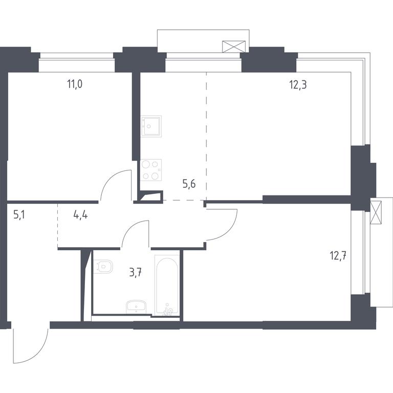 1-BD Apartment Sale, 54.91 sq. m. at Vereiskaya 41, Vereyskaya Street, 41, Moscow, Russia #1 1-BD Apartment Sale, 54.91 sq. m. at Vereiskaya 41, Vereyskaya Street, 41, Moscow, Russia #1