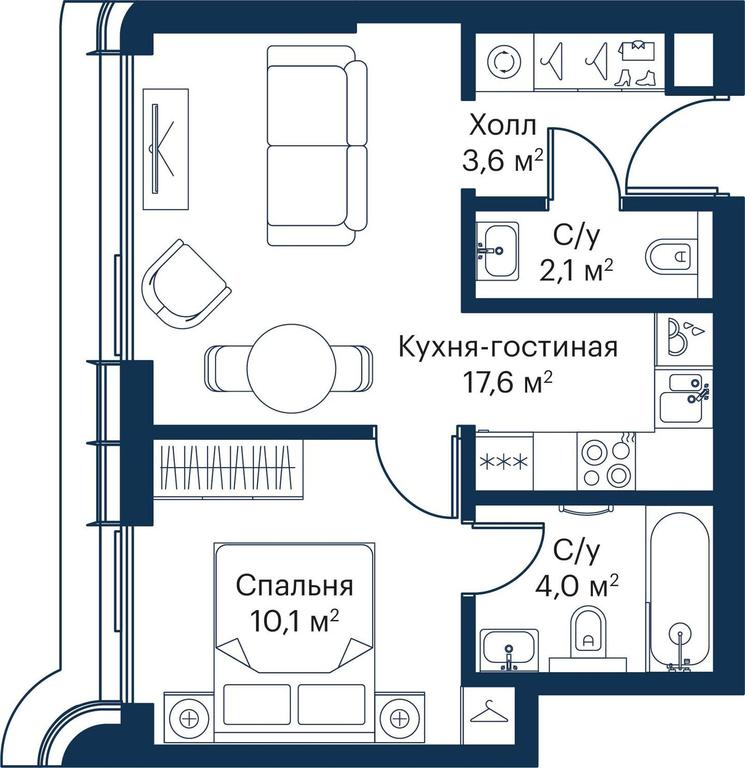1-BD Apartment Sale, 37.02平方米 at City Bay, Volokolamskoye Highway, 95с3, Moscow, Russia #1 1-BD Apartment Sale, 37.02平方米 at City Bay, Volokolamskoye Highway, 95с3, Moscow, Russia #1
