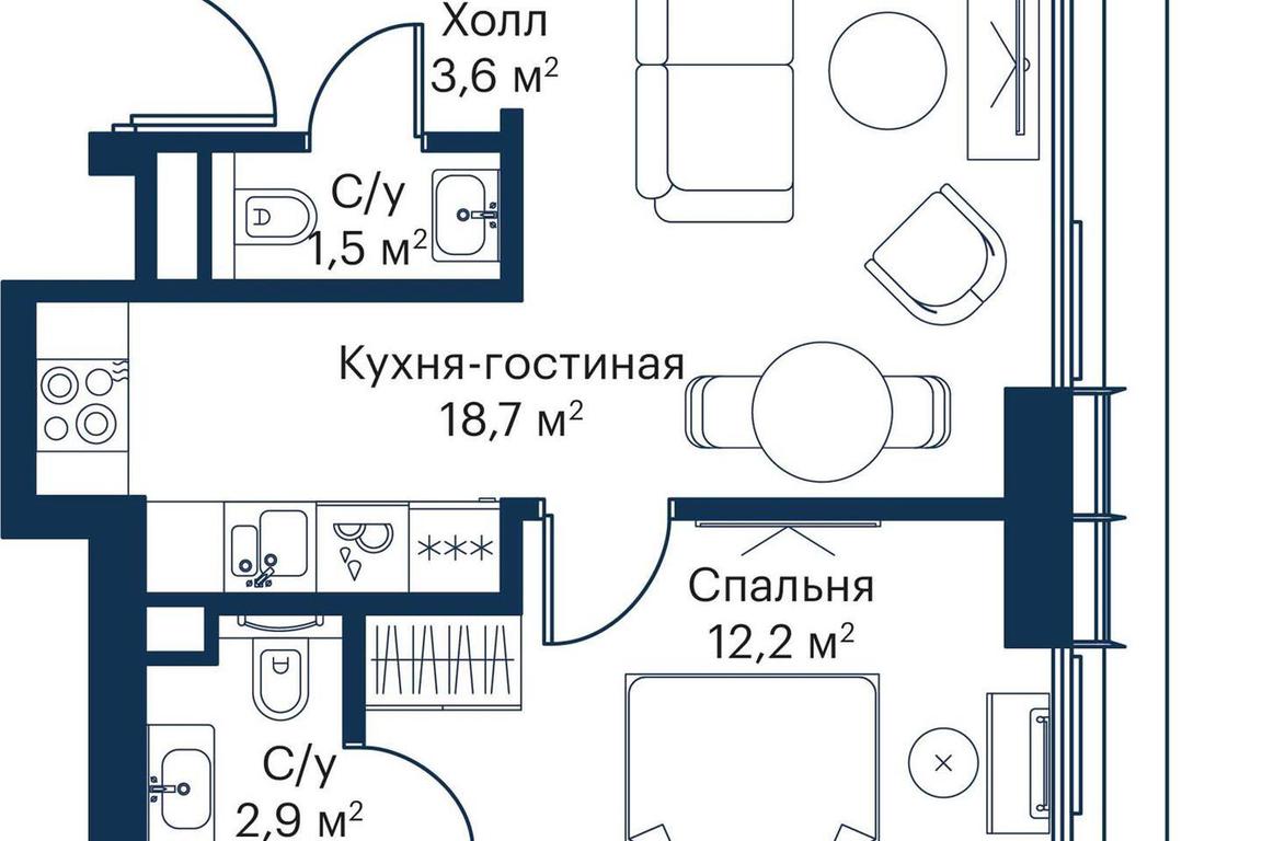 1-BD Apartment Sale, 38.37平方米 at City Bay, Volokolamskoye Highway, 95с3, Moscow, Russia #2 1-BD Apartment Sale, 38.37平方米 at City Bay, Volokolamskoye Highway, 95с3, Moscow, Russia #2