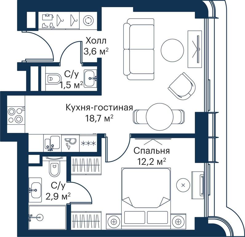 1-BD Apartment Sale, 38.37平方米 at City Bay, Volokolamskoye Highway, 95с3, Moscow, Russia #1 1-BD Apartment Sale, 38.37平方米 at City Bay, Volokolamskoye Highway, 95с3, Moscow, Russia #1