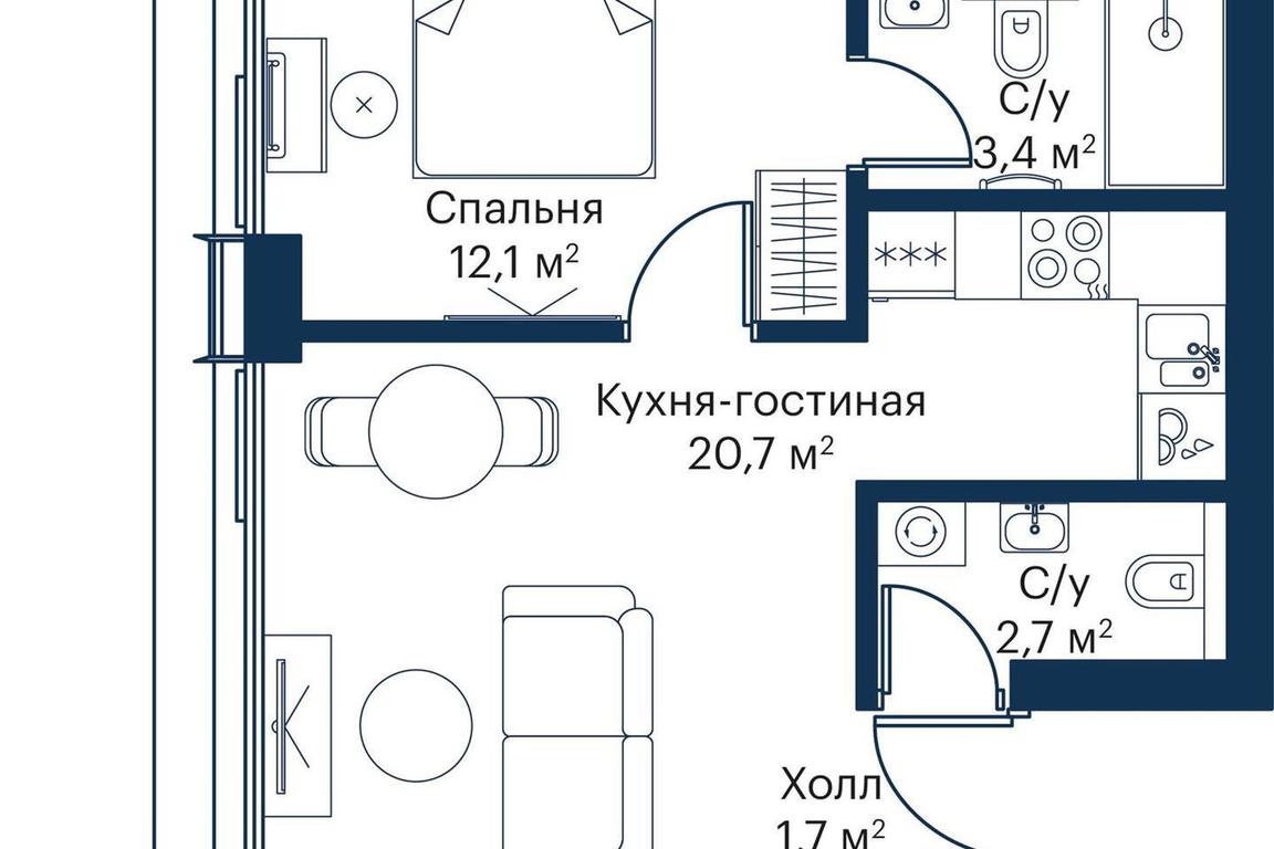 1-BD Apartment Sale, 40.05 sq. m. at City Bay, Volokolamskoye Highway, 95с3, Moscow, Russia #2 1-BD Apartment Sale, 40.05 sq. m. at City Bay, Volokolamskoye Highway, 95с3, Moscow, Russia #2