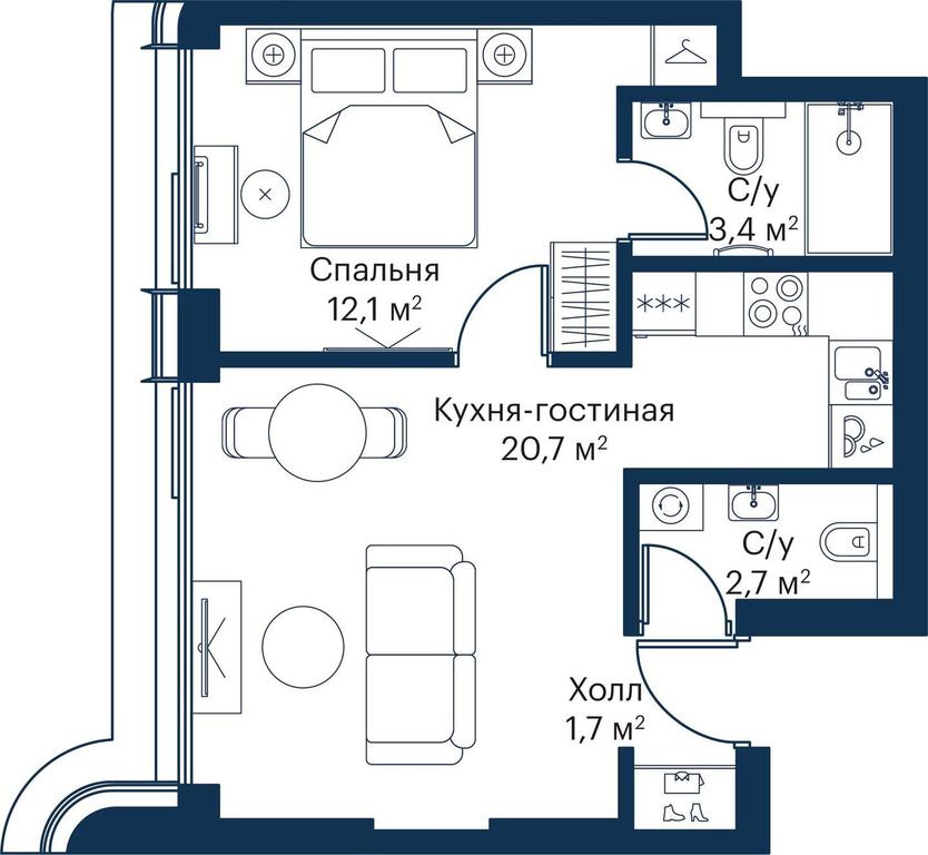1-BD Apartment Sale, 40.05 sq. m. at City Bay, Volokolamskoye Highway, 95с3, Moscow, Russia #1 1-BD Apartment Sale, 40.05 sq. m. at City Bay, Volokolamskoye Highway, 95с3, Moscow, Russia #1