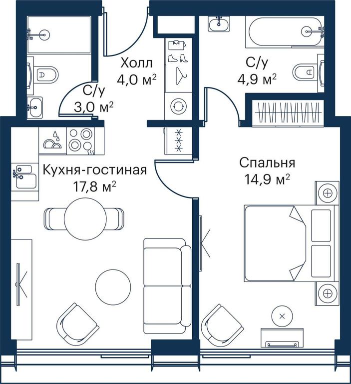 1-BD Apartment Sale, 44.18 sq. m. at City Bay, Volokolamskoye Highway, 95с3, Moscow, Russia #1 1-BD Apartment Sale, 44.18 sq. m. at City Bay, Volokolamskoye Highway, 95с3, Moscow, Russia #1