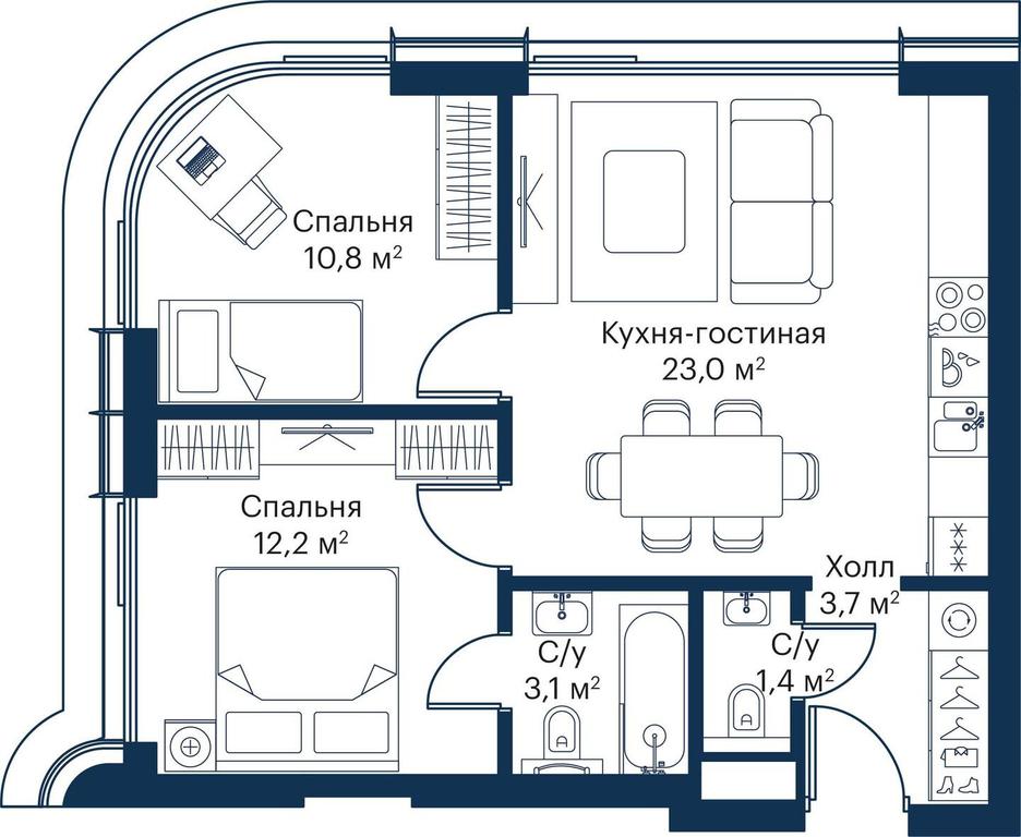 2-BD Apartment Sale, 52.95 sq. m. at City Bay, Volokolamskoye Highway, 95с3, Moscow, Russia #1 2-BD Apartment Sale, 52.95 sq. m. at City Bay, Volokolamskoye Highway, 95с3, Moscow, Russia #1