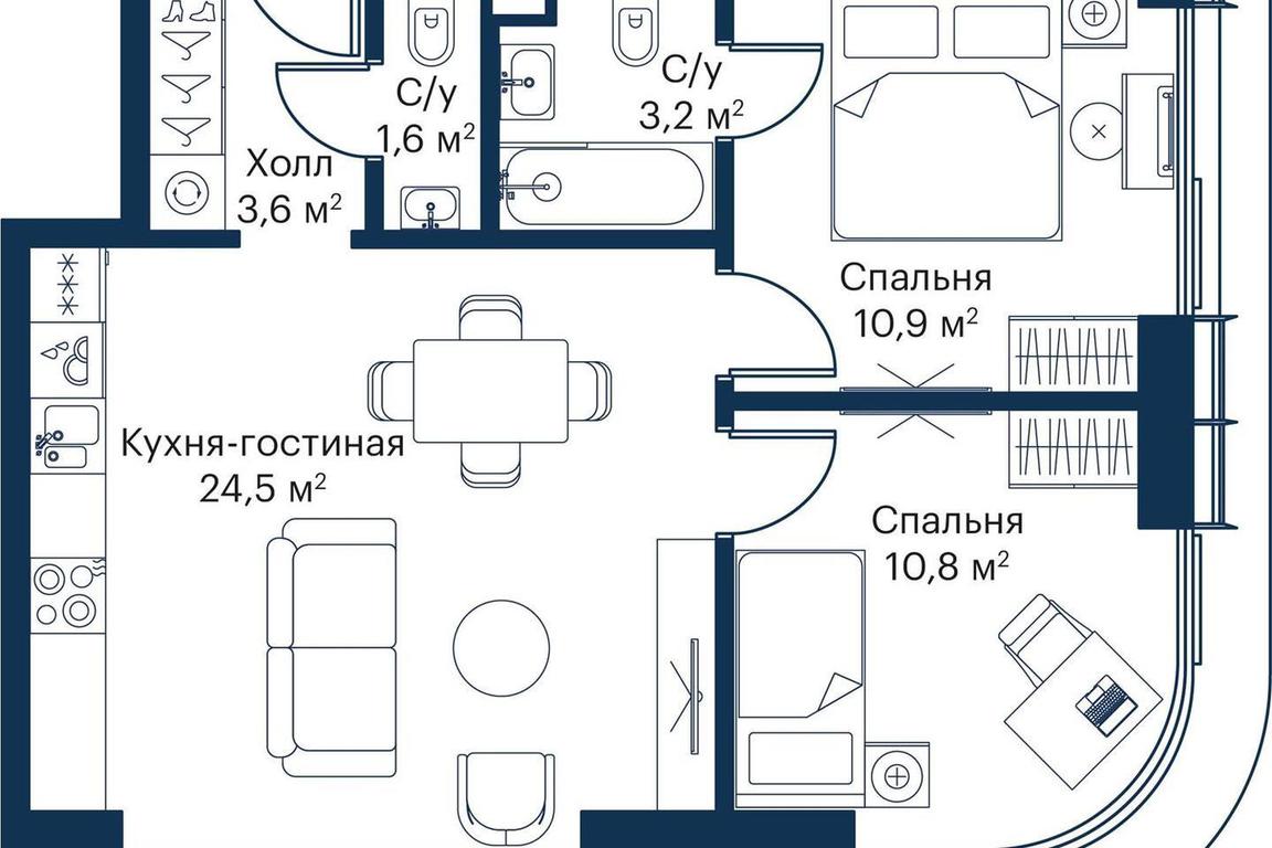 2-BD Apartment Sale, 53.25 sq. m. at City Bay, Volokolamskoye Highway, 95с3, Moscow, Russia #2 2-BD Apartment Sale, 53.25 sq. m. at City Bay, Volokolamskoye Highway, 95с3, Moscow, Russia #2