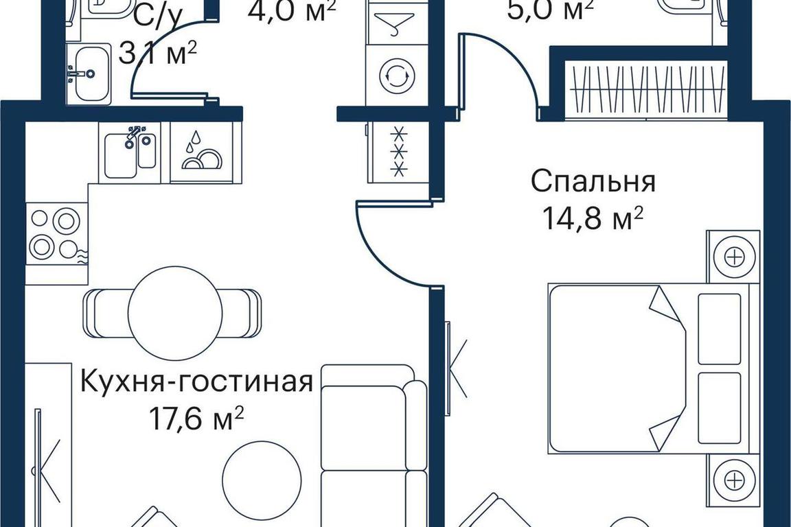 1-BD Apartment Sale, 43.86 sq. m. at City Bay, Volokolamskoye Highway, 95с3, Moscow, Russia #2 1-BD Apartment Sale, 43.86 sq. m. at City Bay, Volokolamskoye Highway, 95с3, Moscow, Russia #2