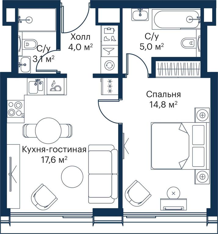1-BD Apartment Sale, 43.86 sq. m. at City Bay, Volokolamskoye Highway, 95с3, Moscow, Russia #1 1-BD Apartment Sale, 43.86 sq. m. at City Bay, Volokolamskoye Highway, 95с3, Moscow, Russia #1