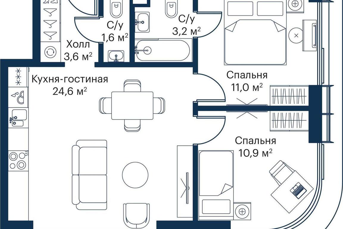 2-BD Apartment Sale, 53.77 sq. m. at City Bay, Volokolamskoye Highway, 95с3, Moscow, Russia #2 2-BD Apartment Sale, 53.77 sq. m. at City Bay, Volokolamskoye Highway, 95с3, Moscow, Russia #2