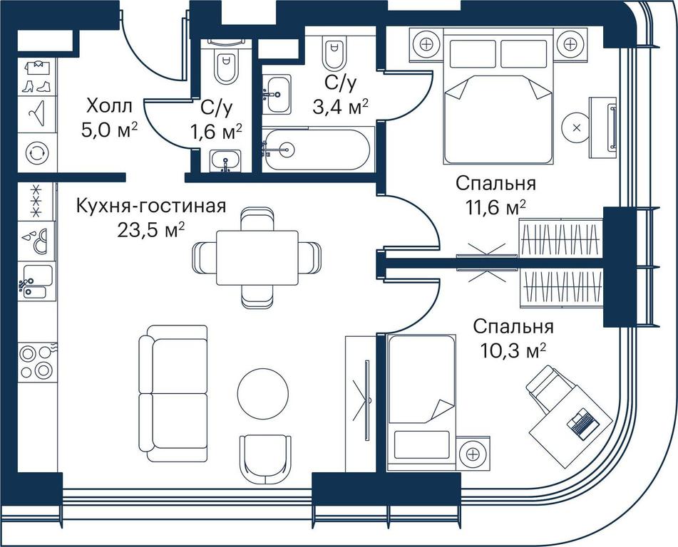 2-BD Apartment Sale, 55.51 sq. m. at City Bay, Volokolamskoye Highway, 95с3, Moscow, Russia #1 2-BD Apartment Sale, 55.51 sq. m. at City Bay, Volokolamskoye Highway, 95с3, Moscow, Russia #1