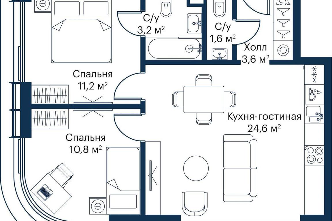 2-BD Apartment Sale, 53.84 sq. m. at City Bay, Volokolamskoye Highway, 95с3, Moscow, Russia #2 2-BD Apartment Sale, 53.84 sq. m. at City Bay, Volokolamskoye Highway, 95с3, Moscow, Russia #2