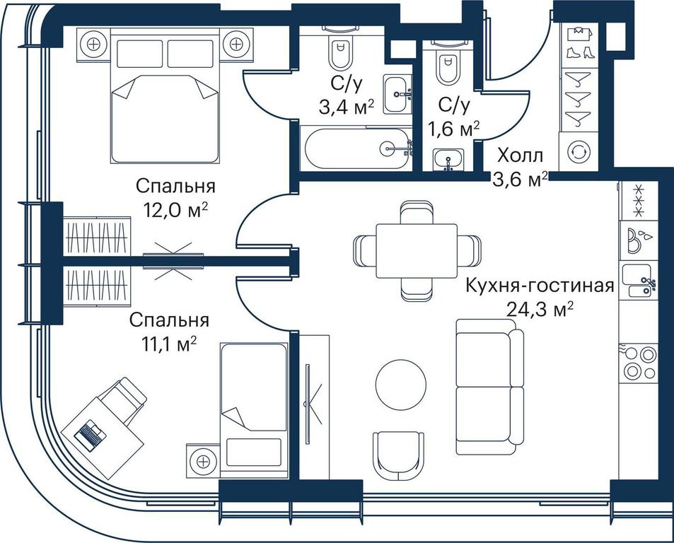 2-BD Apartment Sale, 54.85平方米 at City Bay, Volokolamskoye Highway, 95с3, Moscow, Russia #1 2-BD Apartment Sale, 54.85平方米 at City Bay, Volokolamskoye Highway, 95с3, Moscow, Russia #1