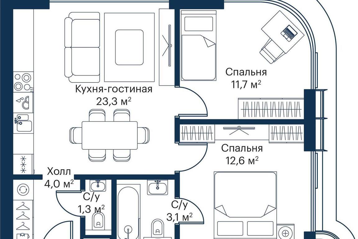 2-BD Apartment Sale, 54.71 sq. m. at City Bay, Volokolamskoye Highway, 95с3, Moscow, Russia #2 2-BD Apartment Sale, 54.71 sq. m. at City Bay, Volokolamskoye Highway, 95с3, Moscow, Russia #2