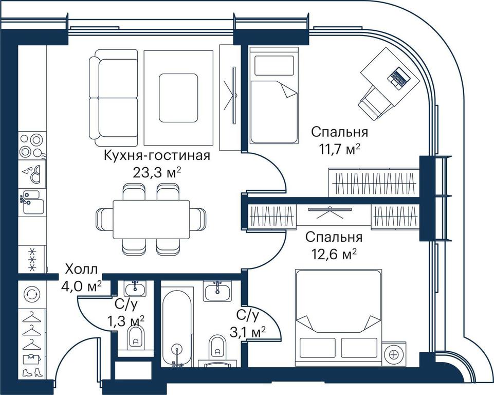 2-BD Apartment Sale, 54.71 sq. m. at City Bay, Volokolamskoye Highway, 95с3, Moscow, Russia #1 2-BD Apartment Sale, 54.71 sq. m. at City Bay, Volokolamskoye Highway, 95с3, Moscow, Russia #1