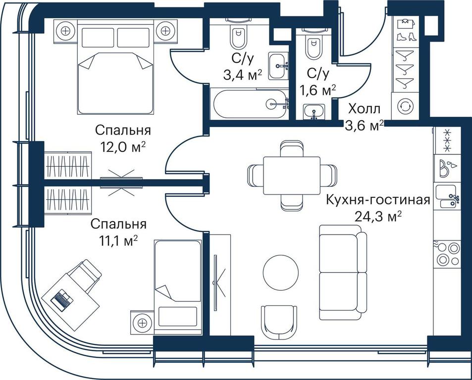 2-BD Apartment Sale, 54.85平方米 at City Bay, Volokolamskoye Highway, 95с3, Moscow, Russia #1 2-BD Apartment Sale, 54.85平方米 at City Bay, Volokolamskoye Highway, 95с3, Moscow, Russia #1
