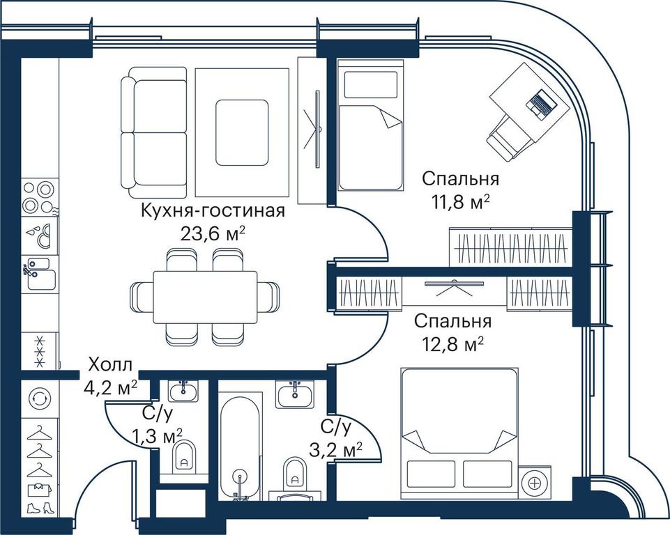2-BD Apartment Sale, 55.66平方米 at City Bay, Volokolamskoye Highway, 95с3, Moscow, Russia #1 2-BD Apartment Sale, 55.66平方米 at City Bay, Volokolamskoye Highway, 95с3, Moscow, Russia #1