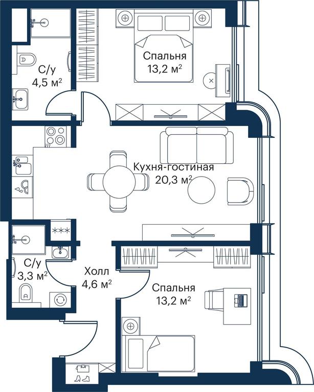 2-BD Apartment Sale, 58.21 sq. m. at City Bay, Volokolamskoye Highway, 95с3, Moscow, Russia #1 2-BD Apartment Sale, 58.21 sq. m. at City Bay, Volokolamskoye Highway, 95с3, Moscow, Russia #1
