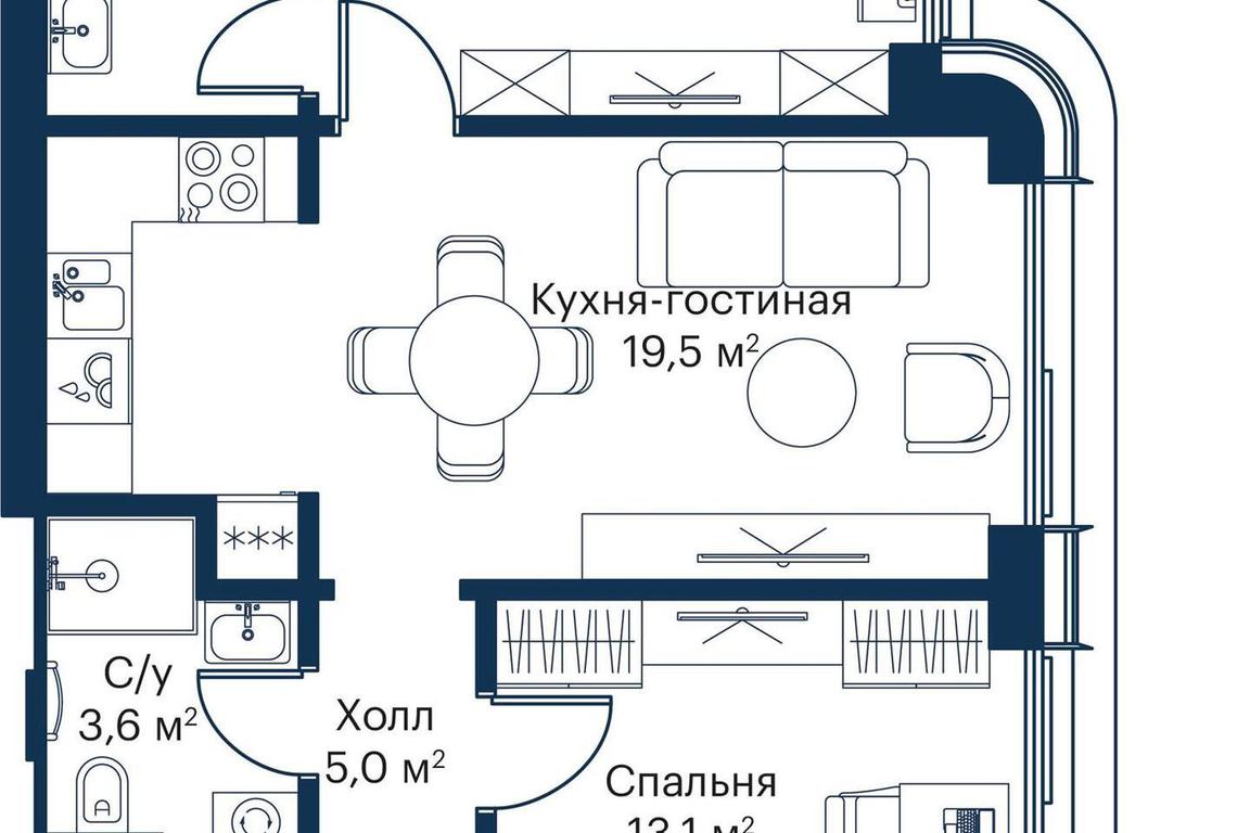 2-BD Apartment Sale, 58.06平方米 at City Bay, Volokolamskoye Highway, 95с3, Moscow, Russia #2