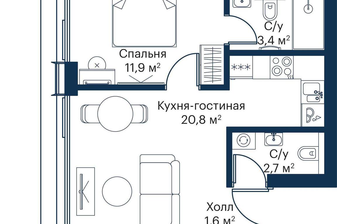 1-BD Apartment Sale, 39.8 sq. m. at City Bay, Volokolamskoye Highway, 95с3, Moscow, Russia #2 1-BD Apartment Sale, 39.8 sq. m. at City Bay, Volokolamskoye Highway, 95с3, Moscow, Russia #2