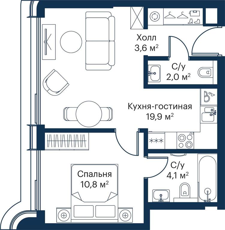 1-BD Apartment Sale, 39.87平方米 at City Bay, Volokolamskoye Highway, 95с3, Moscow, Russia #1 1-BD Apartment Sale, 39.87平方米 at City Bay, Volokolamskoye Highway, 95с3, Moscow, Russia #1