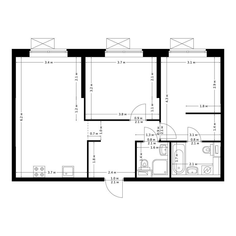 2-BD Apartment Sale, 60.7平方米 at Nikolskie Luga, Varshavskoye Highway, вл266с1, Moscow, Russia #1