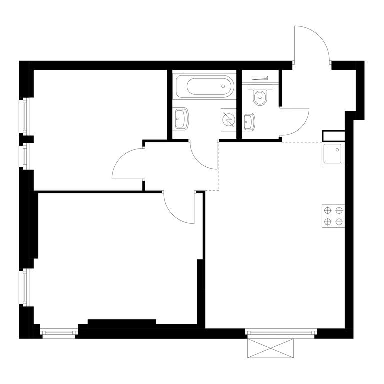 2-BD Apartment Sale, 52平方米 at Vtoroy Nagatinskiy, 2nd Nagatinsky Drive, 2к1, Moscow, Russia #1