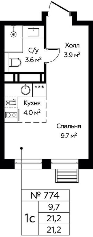 Apartment Sale, 21.2 sq. m. at Eko Bunino, prospekt Kuprina, 34к1, Sosenskoye Settlement, Moscow, Russia #1