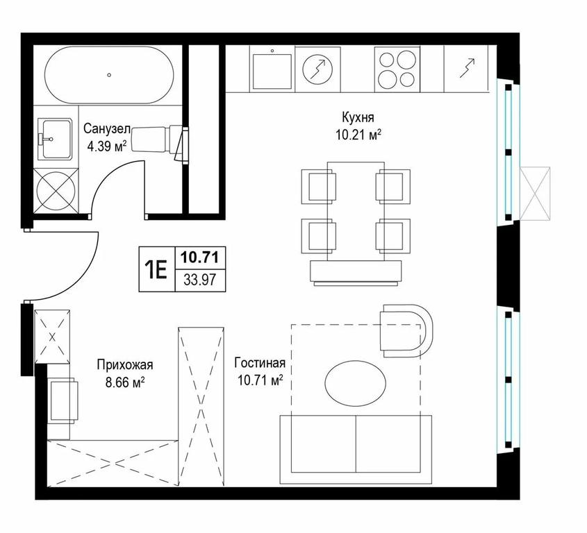 1-BD Apartment Sale, 33.3 sq. m. at Eko Vidnoe 2.0, kvartal Tsentralny, 1, Kupelinka Subdistrict, derevnya Sapronovo, Leninskiy City District, Moscow Region, Russia #1 1-BD Apartment Sale, 33.3 sq. m. at Eko Vidnoe 2.0, kvartal Tsentralny, 1, Kupelinka Subdistrict, derevnya Sapronovo, Leninskiy City District, Moscow Region, Russia #1