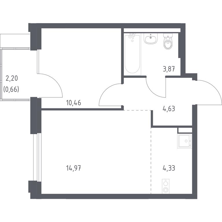 Продажа квартиры, 38,92 м² в ЖК «Новое Внуково», квартал № 38, поселение Кокошкино, Москва, Россия #1