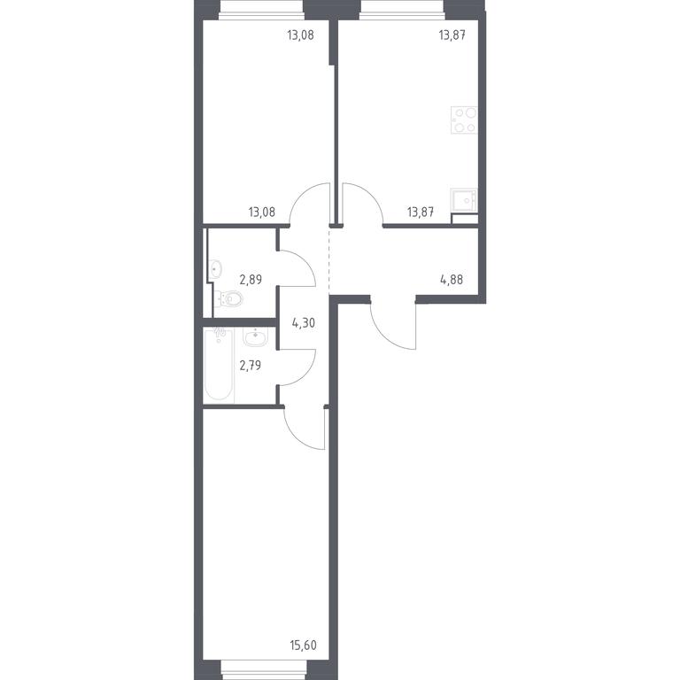1-BD Apartment Sale, 57.41 sq. m. at Novoe Vnukovo, kvartal № 38, Kokoshkino Settlement, Moscow, Russia #1 1-BD Apartment Sale, 57.41 sq. m. at Novoe Vnukovo, kvartal № 38, Kokoshkino Settlement, Moscow, Russia #1