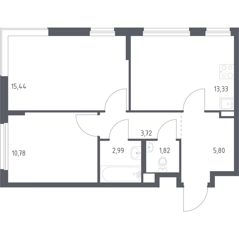 1-BD Apartment Sale, 53.88 sq. m. at Novoe Vnukovo, kvartal № 38, Kokoshkino Settlement, Moscow, Russia #1 1-BD Apartment Sale, 53.88 sq. m. at Novoe Vnukovo, kvartal № 38, Kokoshkino Settlement, Moscow, Russia #1