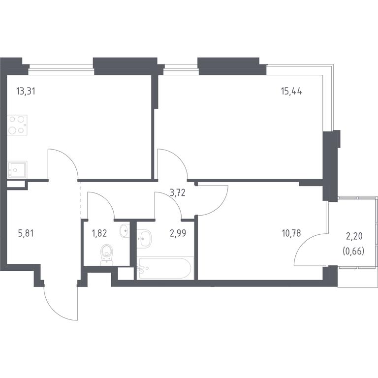 1-BD Apartment Sale, 54.53 sq. m. at Novoe Vnukovo, kvartal № 38, Kokoshkino Settlement, Moscow, Russia #1