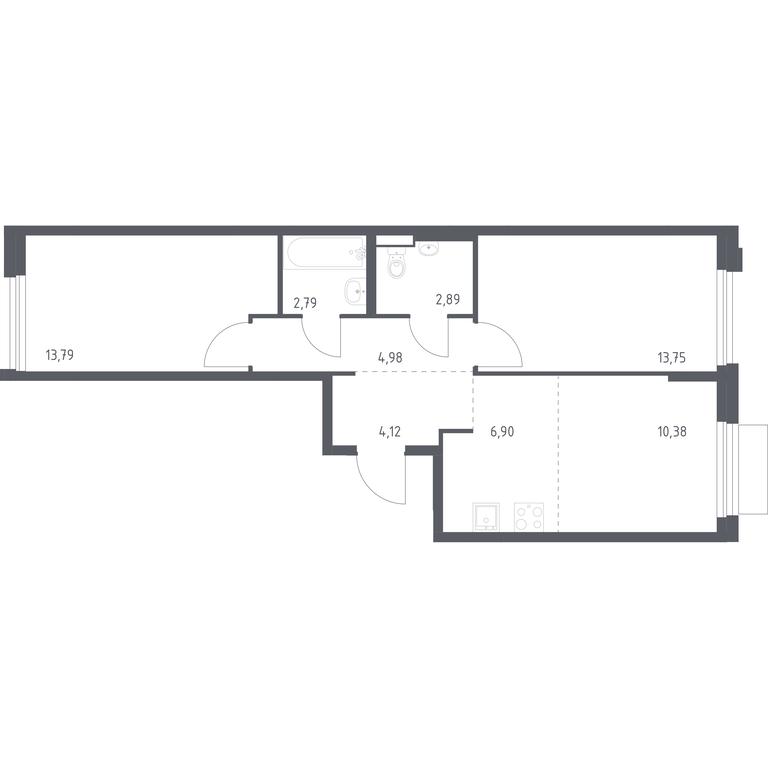 1-BD Apartment Sale, 59.6 sq. m. at Novoe Vnukovo, kvartal № 38, Kokoshkino Settlement, Moscow, Russia #1