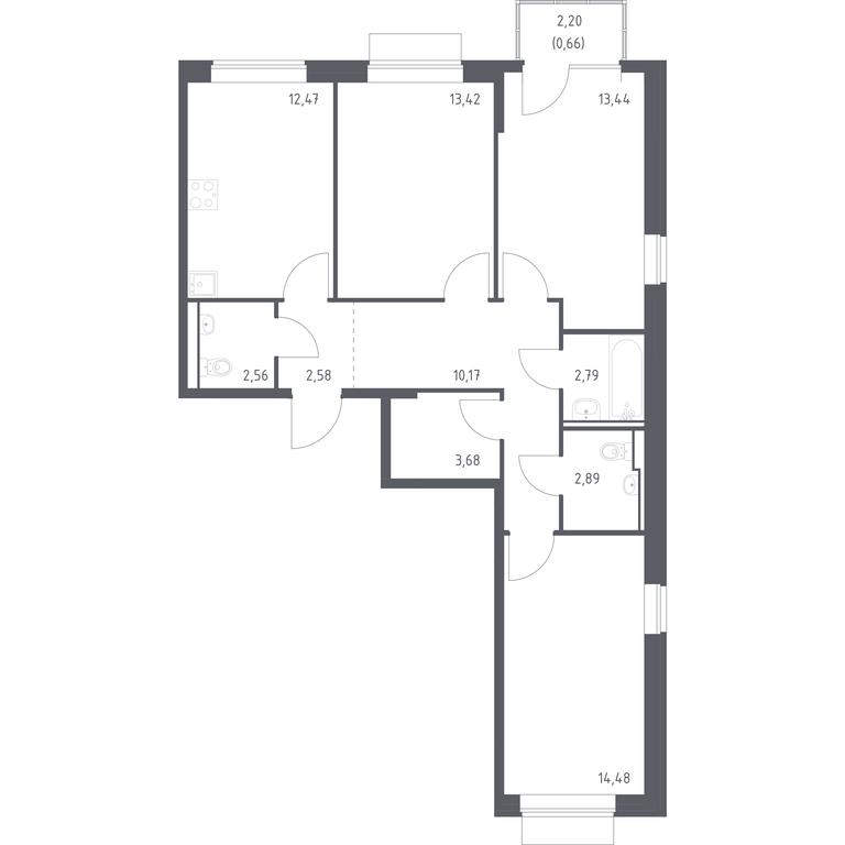 2-BD Apartment Sale, 79.14 sq. m. at Novoe Vnukovo, kvartal № 38, Kokoshkino Settlement, Moscow, Russia #1 2-BD Apartment Sale, 79.14 sq. m. at Novoe Vnukovo, kvartal № 38, Kokoshkino Settlement, Moscow, Russia #1