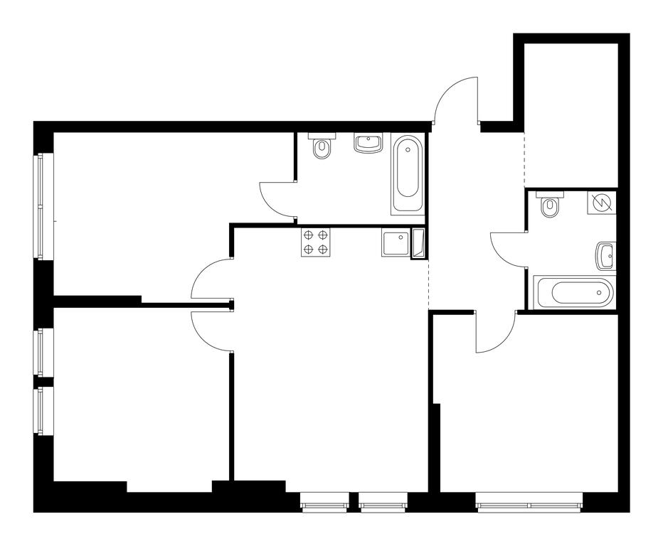 3-BD Apartment Sale, 85.5 sq. m. at Kronshtadtskiy 9, Kronshtadtsky Boulevard, 9с21, Moscow, Russia #1