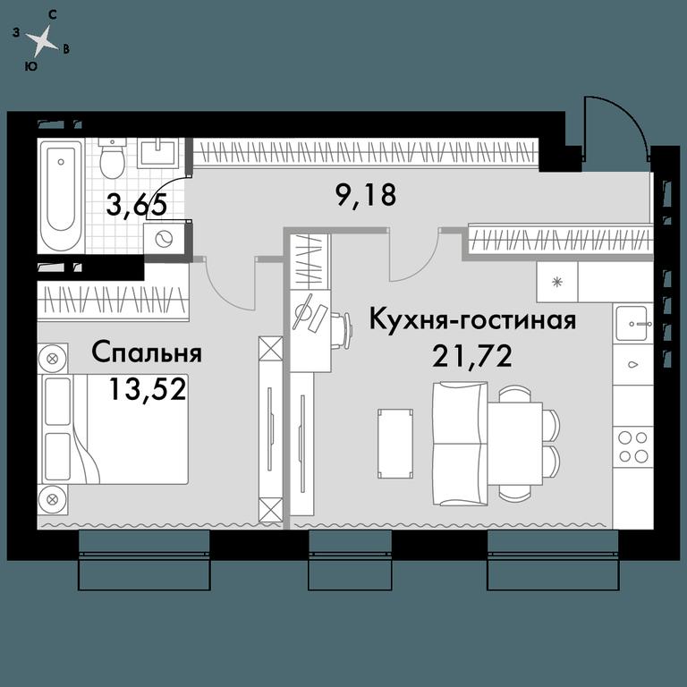 1-BD Apartment Sale, 48.6平方米 at Park Aprel, ulitsa Park Aprel, 1, Aprelevka, Naro-Fominskiy City District, Moscow Region, Russia #1